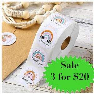 50 Thank You Stickers 1.5” seals rainbow labels envelope customer packaging NEW